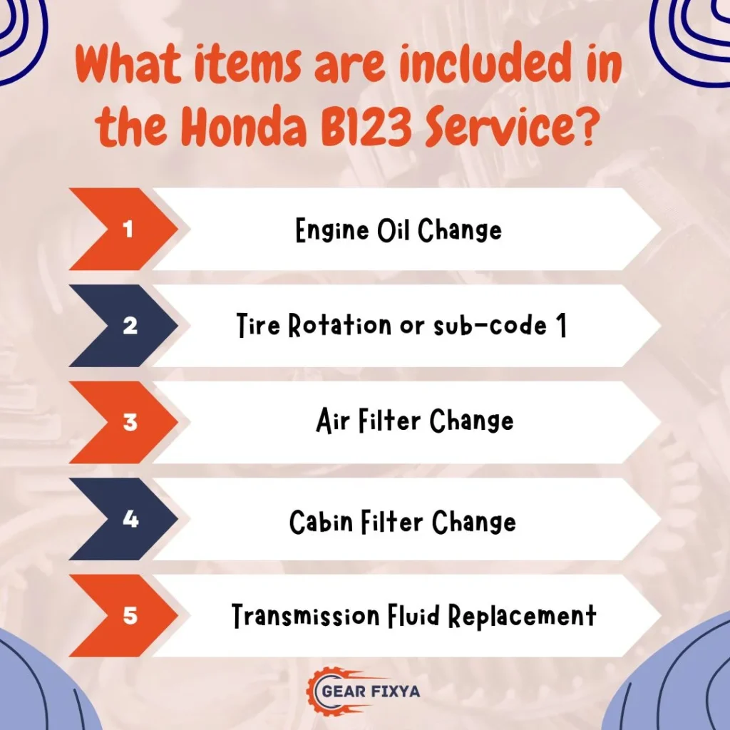 What items are included in the Honda B123 Service