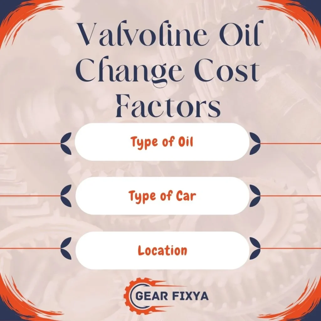 Valvoline Oil Change Cost Factors